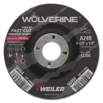 4-1/2 X 1/4 WOLV TY27 GRIND WHL A24R 7/8